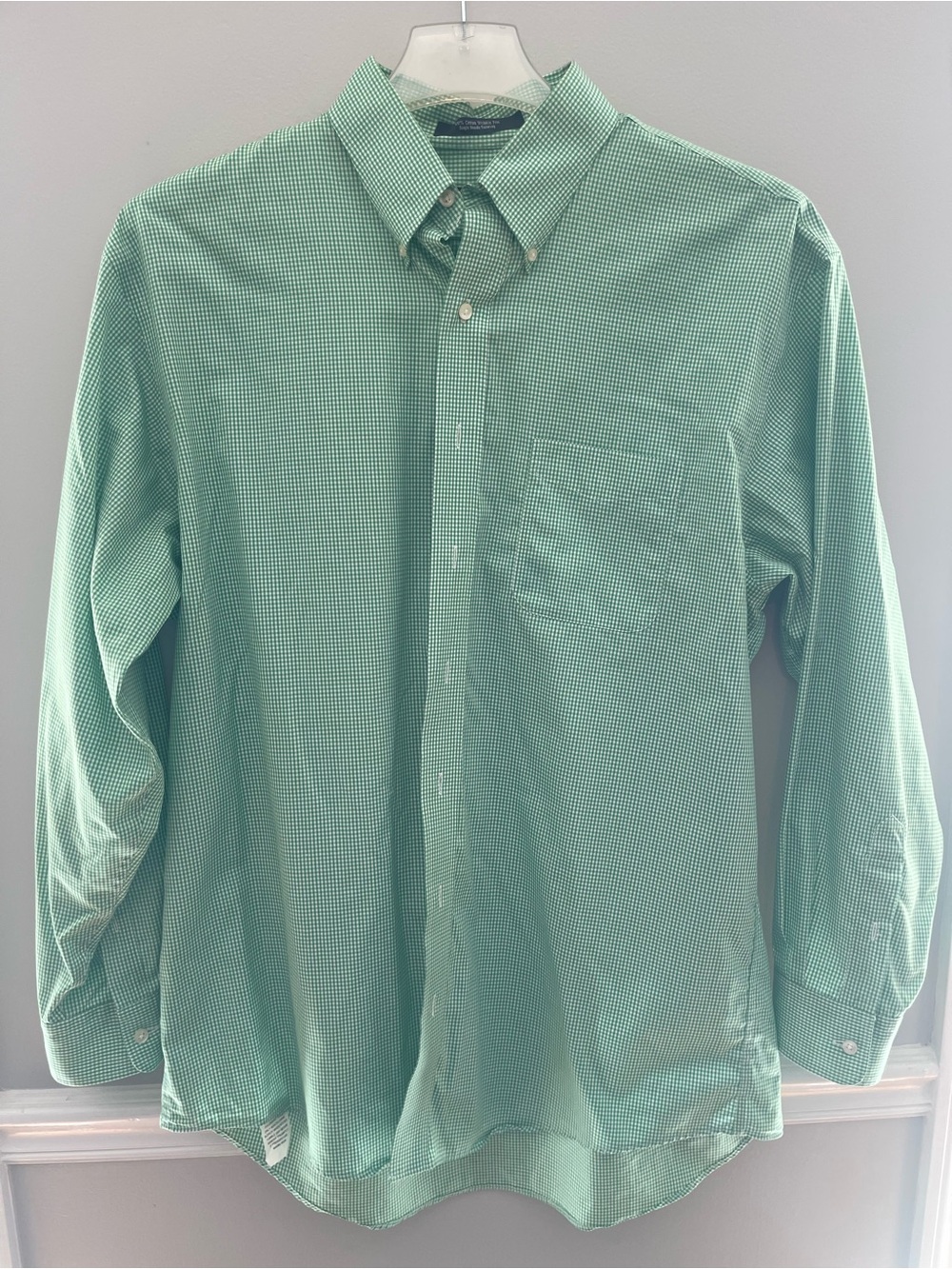 Men's Green Check Long-Sleeve Button-Down Shirt